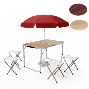 Набор мебели KUTBERT стол-чем алюм,120*60 Н60-70 +4стула,с отверс.под зонт, МДФ, цв.лам. (8812/13-2)