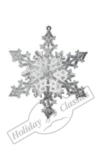Снежинка бело-серебряная 3D 13х15 см