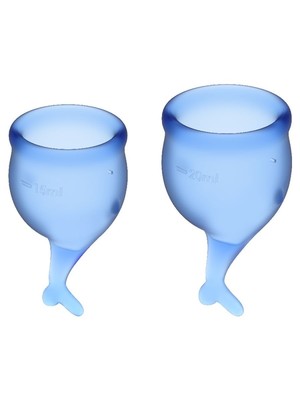 satisfyer-1766-6 4061504002262 Набор менструальных чаш с хвостиком Feel Secure Menstrual Cup Dark Blue