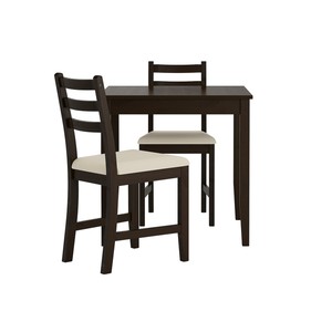 ЛЕРХАМН, Стол и 2 стула, черно-коричневый/Рамна бежевый, 74x74 см
