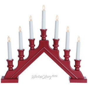 Рождественская горка Sara 43*38 см красная, 7 электрических свечей (Star Trading)