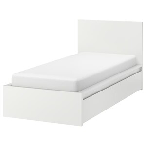MALM МАЛЬМ Каркас кровати+2 кроватных ящика, белый/Лонсет 90x200 см