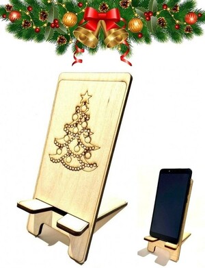 Деревянная подставка​ для телефона Ёлка