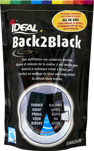 IDEAL Back to Black Краска для восстановления цвета одежды и тканей из хлопка, льна, шелка и вискозы, 400 г, ЧЕРНАЯ 300