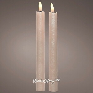 Столовая светодиодная свеча с имитацией пламени Стелла 24 см 2 шт розовая, на батарейках, таймер (Kaemingk)