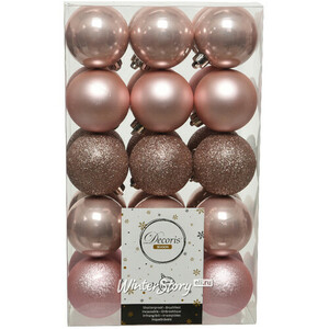 Коллекция пластиковых шаров Gracy - Розовый бутон 6 см, 30 шт (Kaemingk)
