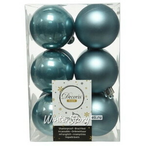 Набор пластиковых шаров Голубой Туман 6 см, 12 шт, mix (Kaemingk)