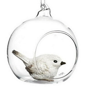 Стеклянный елочный шар с композицией Птичка Рино Ямаоко 9 см (Goodwill)