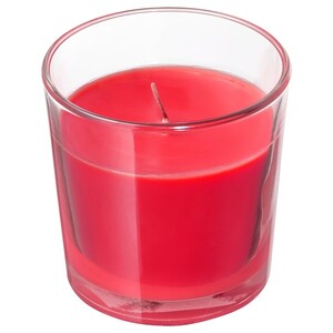 SINNLIG СИНЛИГ Ароматическая свеча в стакане, Красные садовые ягоды/красный7.5 см