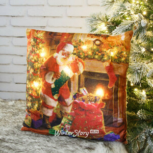Новогодняя подушка с лампочками Christmas Eve 45*45 см, на батарейках (Peha)