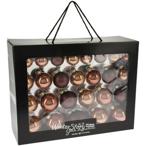 Набор стеклянных елочных шаров Rosawelle - Chocolate Muss, 4-7 см, 52 шт (Koopman)