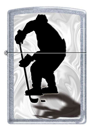 Зажигалка Zippo Хоккеист, латунь/сталь с покрытием Street Chrome™, серебристая, матовая, 36x12x56 мм, шт