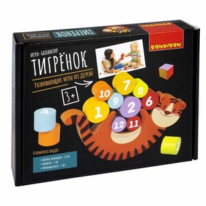Развивающие игры из дерева Bondibon игра-балансир «ТИГРЕНОК», Box (арт. ВВ4954)