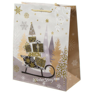 Подарочный пакет Magic Christmas - Сани с Подарками 25*20 см (Due Esse Christmas)