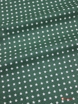 Сатин "Маленькие белые звездочки на т.зеленом", ш.1.61м, хлопок-100%, 120гр/м.кв