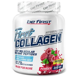 First Collagen + hyaluronic acid + vitamin C (коллаген с гиалуроновой кислотой и витамином С) 200 гр, малина  