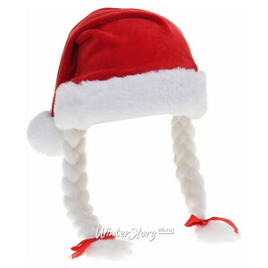 Новогодняя шапка с косичками Внучка Мороза, для взрослых (Koopman)