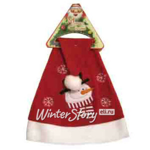 Шапка Деда Мороза с аппликацией - Снеговик 40 см (Peha)