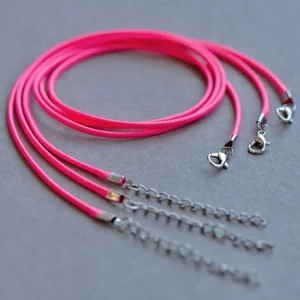 Основа для ожерелья с замком, вощеный шнур, ярко-розовый, 450х2 мм