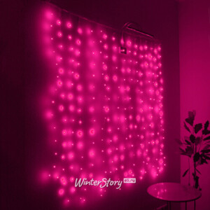 Гирлянда штора Роса 1.6*1.6 м, 256 розовых мини LED, серебряная проволока, IP20 (Торг Хаус)