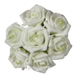 Искусственные розы для декора Lallita 6 см, 7 шт, кремовые с лаймовым (Ideas4Seasons)