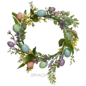 Декоративное украшение Пасхальный Венок - Happy Easter 35 см (Kaemingk)