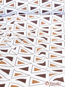 Поплин "Треугольная геометрия на белом цв. шоколад" , ш.2.2 м, хлопок-100%, 110 гр/м.кв.