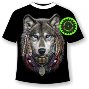 Детская футболка Волк с наушниками