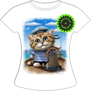Женская футболка Кот морячок 954
