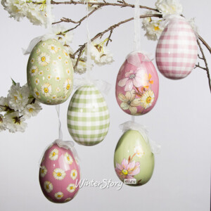 Пасхальные украшения Яйца Flower Easter 12 см, 6 шт, подвеска (Kaemingk)