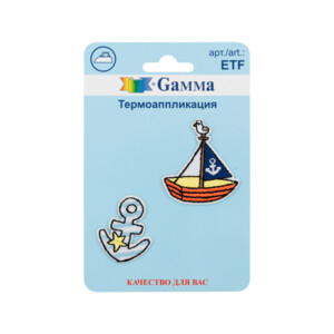 "Gamma" ETF Термоаппликация № 02 1 шт 01-243 Якорь и лодка 2 шт. 3.2 х 3.6 см