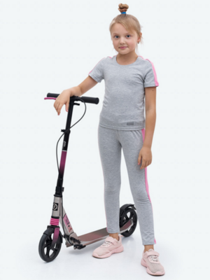 Комплект спортивный SUCCESS (тайтсы, джемпер), 106520-127354, цвет: серый меланж, розовый