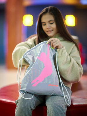 Мешок для обуви "Флуоресцент Девочка", 993720-124362, цвет: серый, розовый неон