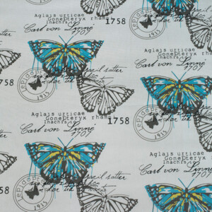 Ткань на отрез полулен 150 см TBY-DJ-16 Бабочки