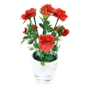 Цветок декоративный в горшке "Кустовая роза" красный, 12*12*22см. (min12) (транспортная упаковка) (арт. 7250109)