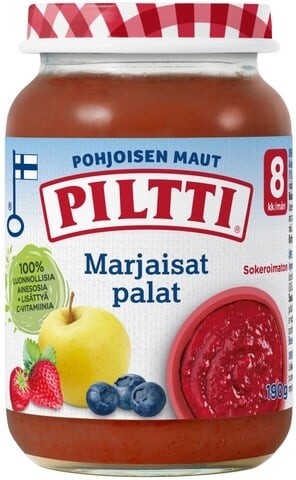 Детское питание (8 месяцев) Piltti Maut Marjaisat palat 190g 8kk