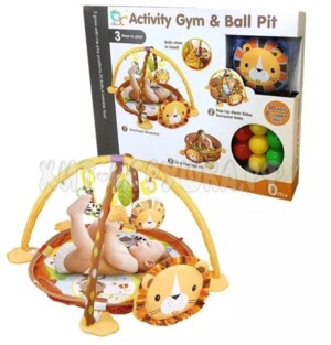 Игровой коврик детский развивающий с погремушками - манеж детский игровой - сухой бассейн / игровой коврик - манеж для малышей, KM-LEV