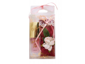 Подарочный набор "Роза" (духи "Я люблю. Роза" 16 мл, парфюмерный жемчуг в малиновом мешочке 20 г) в коррексе