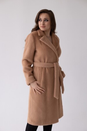 Пальто женское демисезонное 24106 (кэмел/тедди)