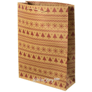 Подарочный пакет Норвежские Орнаменты - Елочки 23*18*8 см (Koopman)
