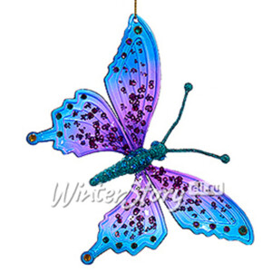 Елочная игрушка Бабочка Морфо 15 см синяя с фиолетовым, подвеска (Kurts Adler)