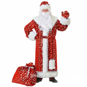 Карнавальный костюм для взрослых Дед Мороз Плюшевый красный, 54-56 размер (Батик)