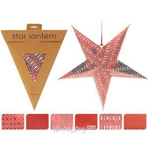 Объемная звезда из бумаги Изысканная 60*25 см красные узоры (Koopman)