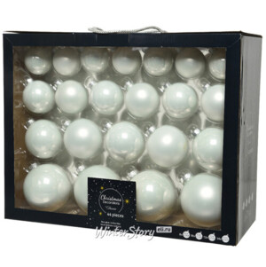 Набор стеклянных шаров Magnifique: Белый, 6-10 см, 42 шт, уцененный (Kaemingk)