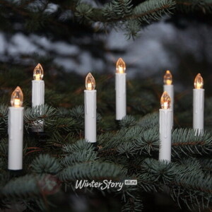 Гирлянда Свечи Уютное Пламя, 15 свечей с экстра теплым белым светом, на клипсах, 3.5 м, зеленый ПВХ (Kaemingk)