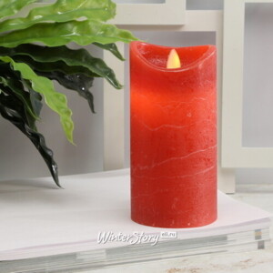 Светильник свеча восковая Живое Пламя 15*7.5 см, красная, на батарейках (Koopman)