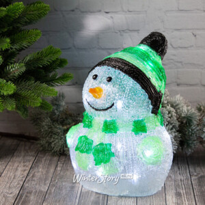 Светящаяся фигура Снеговик Frosty Green 24 см, 20 LED ламп, на батарейках, IP44 (Kaemingk)