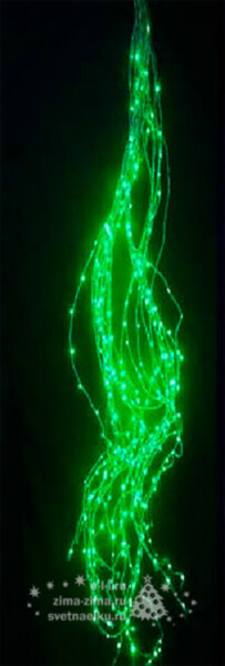 Гирлянда Лучи Росы 20*1.5 м, 350 зеленых MINILED ламп, проволока - цветной шнур (BEAUTY LED)