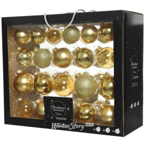 Набор стеклянных шаров Color Symphony: Золотой, 5-7 см, 40 шт, уцененный (Kaemingk)