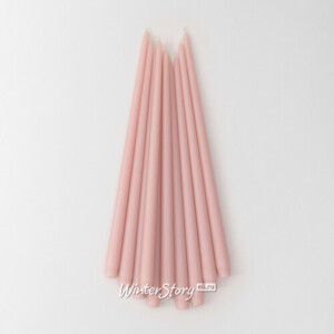 Высокие свечи Андреа Velvet 40 см, 10 шт, розовые пудровые (Winter Deco)